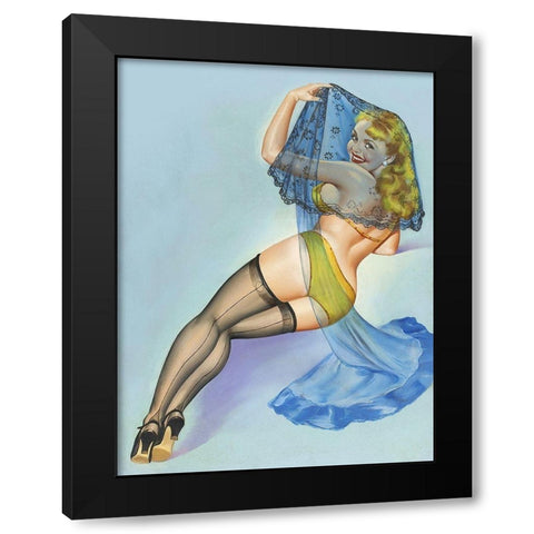 Mid-Century Pin-Ups - The Veil Black Modern Wood Framed Art Print by Driben, Peter