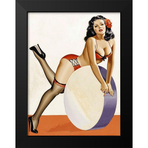 Mid-Century Pin-Ups - Over a drum Black Modern Wood Framed Art Print by Driben, Peter