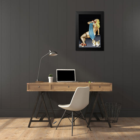 Mid-Century Pin-Ups - Phone Talk Black Modern Wood Framed Art Print by Driben, Peter