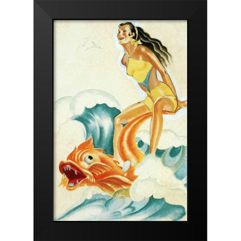 Mid-Century Pin-Ups - Whisper Magazine - Wave Rider Black Modern Wood Framed Art Print by Driben, Peter