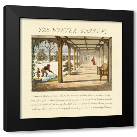 The Winter Garden, 1813 Black Modern Wood Framed Art Print by Repton, Humphry