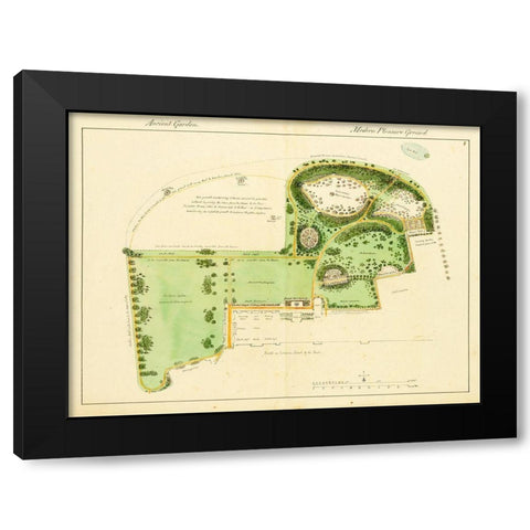 Ancient Garden and Modern Pleasure Garden: Plan, 1813 Black Modern Wood Framed Art Print by Repton, Humphry