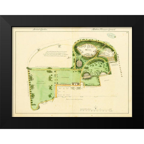 Ancient Garden and Modern Pleasure Garden: Plan, 1813 Black Modern Wood Framed Art Print by Repton, Humphry