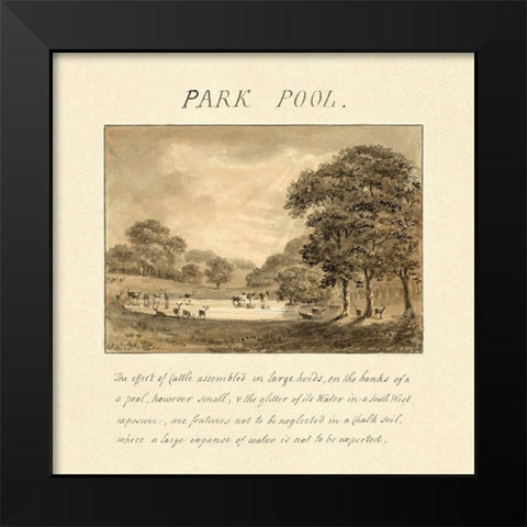 Park Pool, 1813 Black Modern Wood Framed Art Print by Repton, Humphry