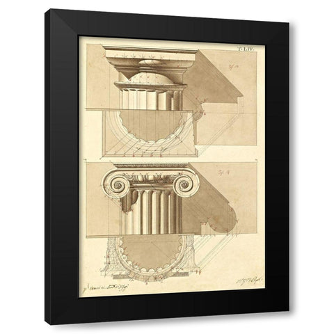 Plate 54 for Elements of Civil Architecture, ca. 1818-1850 Black Modern Wood Framed Art Print with Double Matting by Vannini, Giuseppe