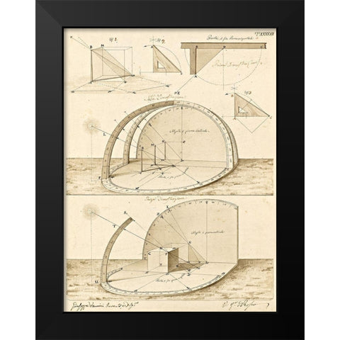 Plate 47 for Elements of Civil Architecture, ca. 1818-1850 Black Modern Wood Framed Art Print by Vannini, Giuseppe