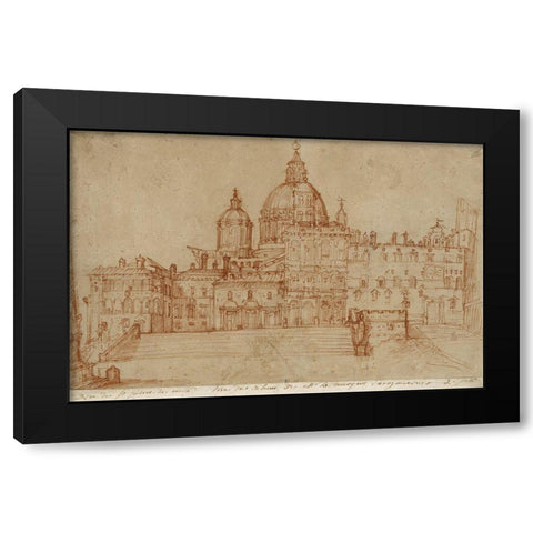 View of Saint Peters, 1603 Black Modern Wood Framed Art Print with Double Matting by Zuccaro, Federico