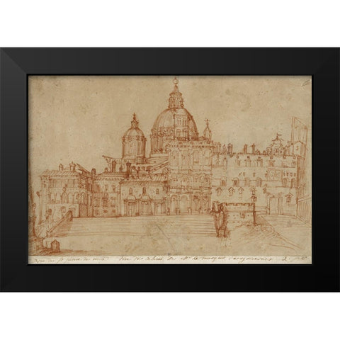 View of Saint Peters, 1603 Black Modern Wood Framed Art Print by Zuccaro, Federico