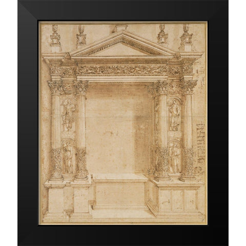 Design for an Altar, ca. 1527 Black Modern Wood Framed Art Print by Peruzzi, Baldassare