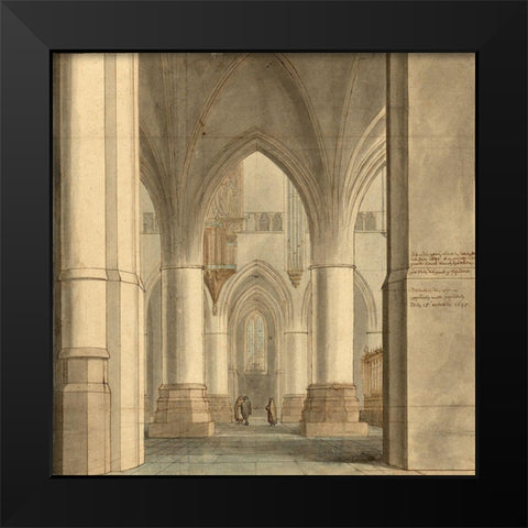 The Choir and North Ambulatory of the Church of Saint Bavo, Haarlem, 1634 Black Modern Wood Framed Art Print by Saenredam, Pieter Jansz.