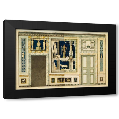 Unexecuted elevation for the Stanza Egizia at the Villa Borghese, ca. 1770-1793 Black Modern Wood Framed Art Print with Double Matting by Conca, Tommaso