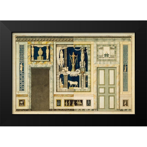 Unexecuted elevation for the Stanza Egizia at the Villa Borghese, ca. 1770-1793 Black Modern Wood Framed Art Print by Conca, Tommaso