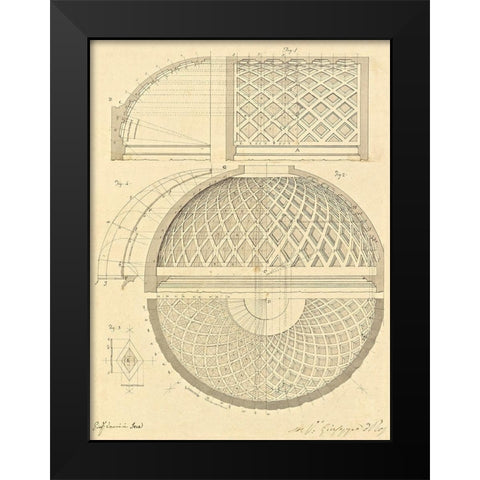 Plate 43 for Elements of Civil Architecture, ca. 1818-1850 Black Modern Wood Framed Art Print by Vannini, Giuseppe