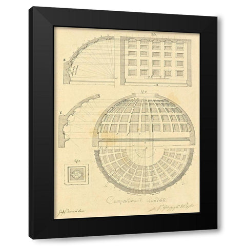 Plate 42 for Elements of Civil Architecture, ca. 1818-1850 Black Modern Wood Framed Art Print by Vannini, Giuseppe