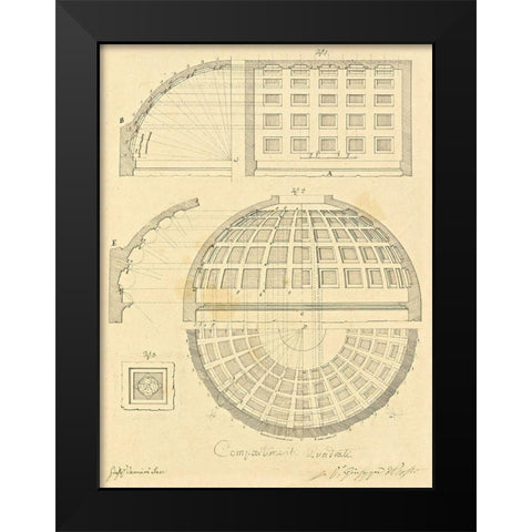 Plate 42 for Elements of Civil Architecture, ca. 1818-1850 Black Modern Wood Framed Art Print by Vannini, Giuseppe