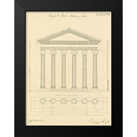 Plate 38 for Elements of Civil Architecture, ca. 1818-1850 Black Modern Wood Framed Art Print by Vannini, Giuseppe