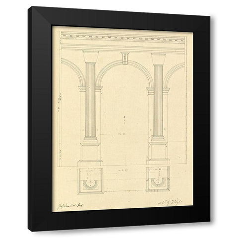 Plate 28 for Elements of Civil Architecture, ca. 1818-1850 Black Modern Wood Framed Art Print by Vannini, Giuseppe