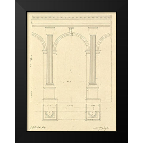 Plate 28 for Elements of Civil Architecture, ca. 1818-1850 Black Modern Wood Framed Art Print by Vannini, Giuseppe