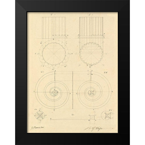 Plate 6 for Elements of Civil Architecture, ca. 1818-1850 Black Modern Wood Framed Art Print by Vannini, Giuseppe
