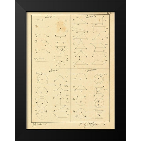 Plate 1 for Elements of Civil Architecture, ca. 1818-1850 Black Modern Wood Framed Art Print by Vannini, Giuseppe