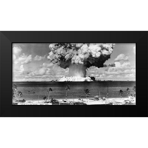 Bikini Atoll - Operation Crossroads Baker Detonation - July 25, 1946: DBCR-T1-318-Exp #6 AF434-4 Black Modern Wood Framed Art Print by U.S. Navy
