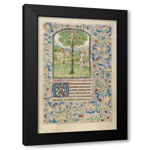 Adam and Eve Eating the Forbidden Fruit Black Modern Wood Framed Art Print by Vrelant, Wilem
