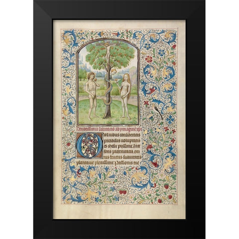 Adam and Eve Eating the Forbidden Fruit Black Modern Wood Framed Art Print by Vrelant, Wilem