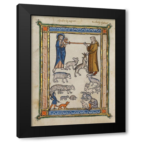 Bestiary of Hugo de Fouilloy Black Modern Wood Framed Art Print with Double Matting by French 13th Century