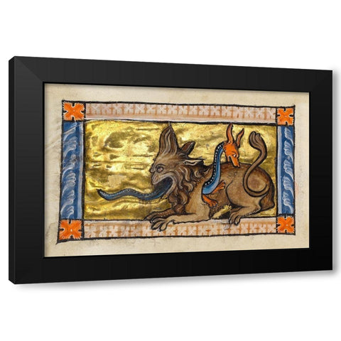 A Crocodile and a Hydrus (detail) Black Modern Wood Framed Art Print by Franco-Flemish 13th Century