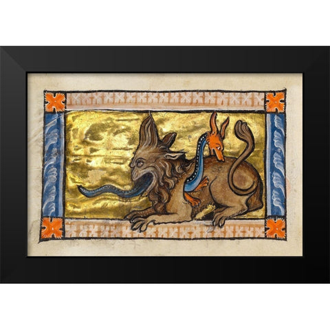 A Crocodile and a Hydrus (detail) Black Modern Wood Framed Art Print by Franco-Flemish 13th Century