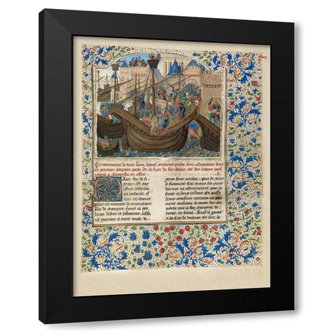Alexander Attacks the City of Tyre Black Modern Wood Framed Art Print with Double Matting by Master of the Jarden de Vertueuse Consolation