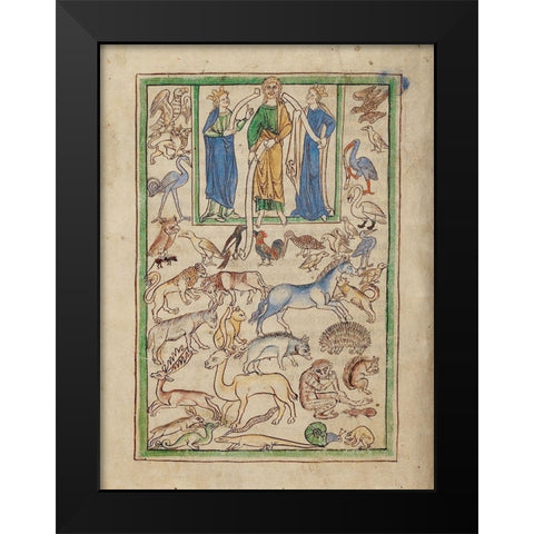 Adam Naming the Animals Black Modern Wood Framed Art Print by English 13th Century