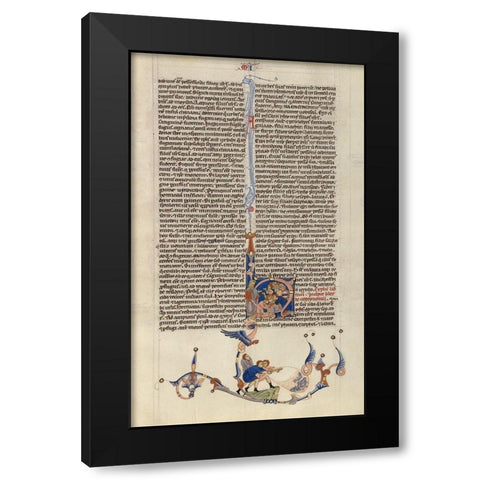 Page from the Abbey Bible Black Modern Wood Framed Art Print by Italian 13th Century