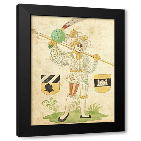 Civic festival of the Nuremberg Schembartlauf - White Costume Black Modern Wood Framed Art Print by German 16th Century