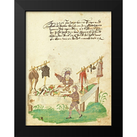 Civic festival of the Nuremberg Schembartlauf - Clothing Table Black Modern Wood Framed Art Print by German 16th Century