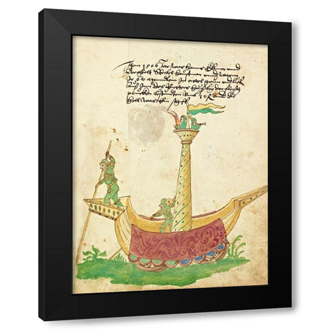 Civic festival of the Nuremberg Schembartlauf - Ship Float Black Modern Wood Framed Art Print by German 16th Century