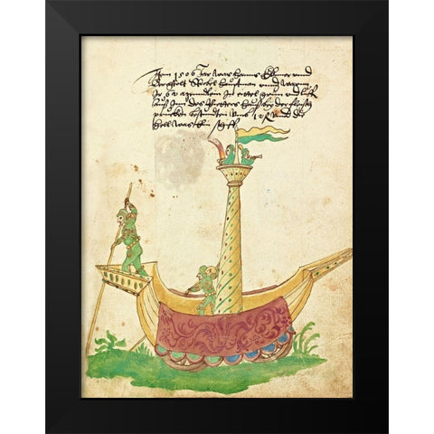 Civic festival of the Nuremberg Schembartlauf - Ship Float Black Modern Wood Framed Art Print by German 16th Century
