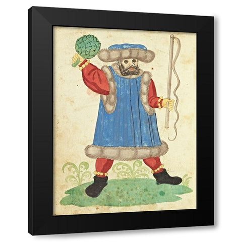 Civic festival of the Nuremberg Schembartlauf - Blue Costume Black Modern Wood Framed Art Print by German 16th Century