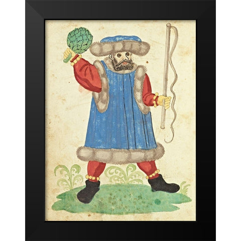 Civic festival of the Nuremberg Schembartlauf - Blue Costume Black Modern Wood Framed Art Print by German 16th Century