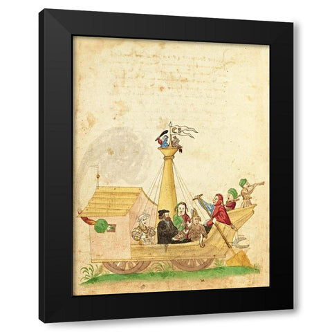 Civic festival of the Nuremberg Schembartlauf - Ship Float Black Modern Wood Framed Art Print by German 16th Century