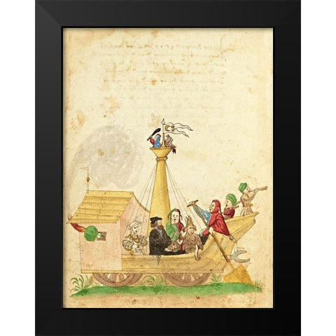 Civic festival of the Nuremberg Schembartlauf - Ship Float Black Modern Wood Framed Art Print by German 16th Century