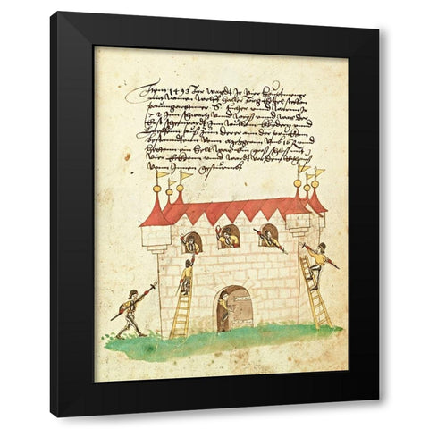 Civic festival of the Nuremberg Schembartlauf - Castle Black Modern Wood Framed Art Print with Double Matting by German 16th Century