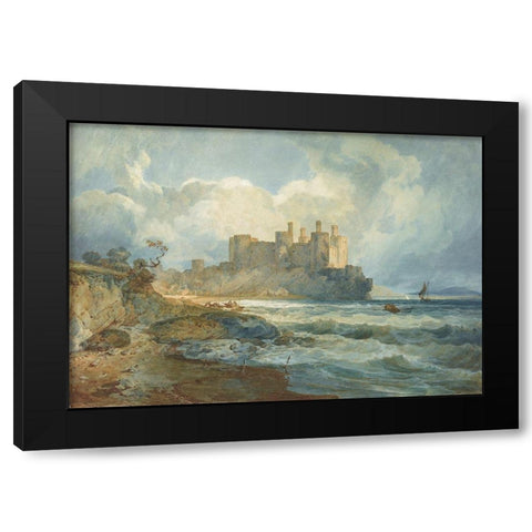 Conway Castle, North Wales Black Modern Wood Framed Art Print with Double Matting by Turner, Joseph Mallord William