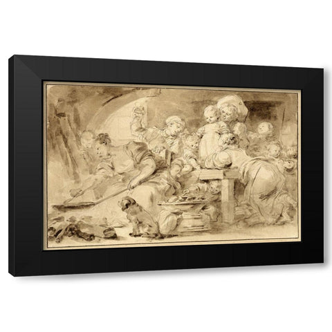 Making Fritters (Les Beignets) Black Modern Wood Framed Art Print with Double Matting by Fragonard, Jean-Honore