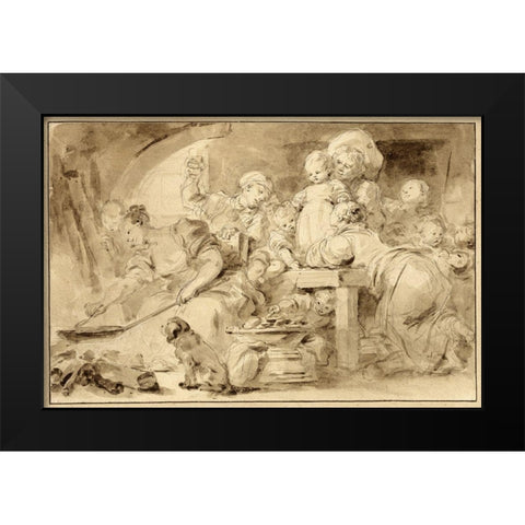 Making Fritters (Les Beignets) Black Modern Wood Framed Art Print by Fragonard, Jean-Honore