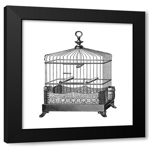 Etchings: Birdcage - Filigree base. Black Modern Wood Framed Art Print by Catalog Illustration