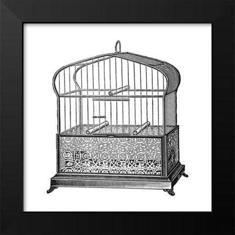 Etchings: Birdcage - Onion-peak top, filigree pattern base Black Modern Wood Framed Art Print by Catalog Illustration