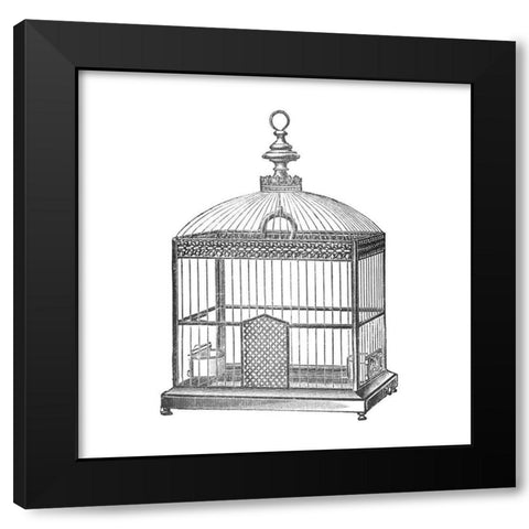 Etchings: Birdcage - Arched top, filigree detail. Black Modern Wood Framed Art Print by Catalog Illustration
