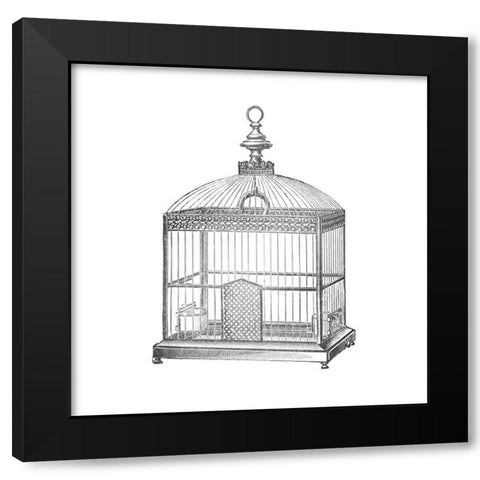 Etchings: Birdcage - Arched top, filigree detail. Black Modern Wood Framed Art Print by Catalog Illustration