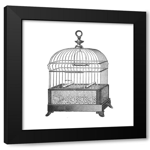 Etchings: Birdcage - Gable top, filigree base. Black Modern Wood Framed Art Print with Double Matting by Catalog Illustration